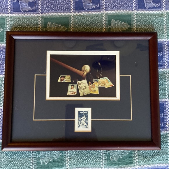 Babe Ruth Stamp Matted And Framed Yankee Print Art 13" x 10" - Picture 1 of 3